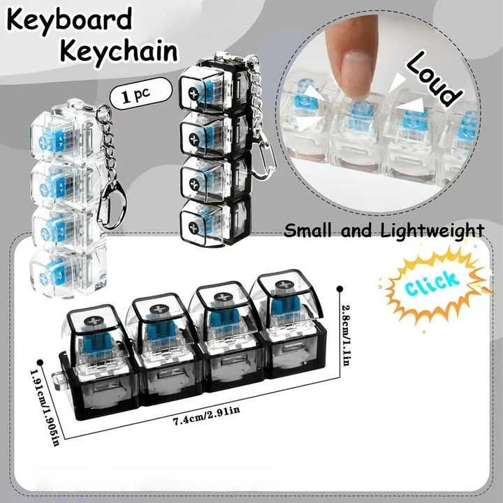 1PC Light Up Keyboard Keychain Stress Relief Clickable LED Button Toy for People with Anxiety Office Desk Accessory Apsilon