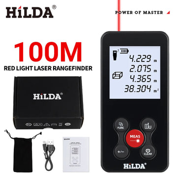 HILDA 50/100/120M Laser Rangefinder Red/Green Light Laser Distance Digital Tape Rechargeable and Measurable Angle Laser Measure Apsilon
