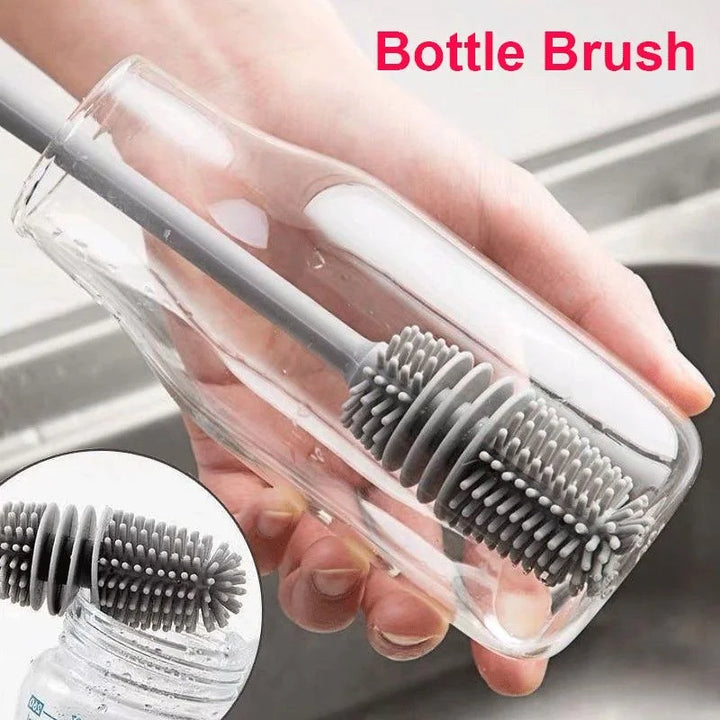 Silicone Milk Bottle Brush Cup Scrubber Glass Cleaner Kitchen Cleaning Tool Long Handle Drink Bottle Glass Cup Cleaning Brush Apsilon
