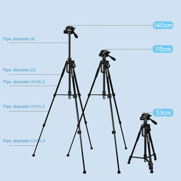 Phone Travel Self Tripod  Aluminum Tall 55” 140CM Stand With Quick Plates Mount Pan Head For Canon Nikon DSLR SLR Digital Camera Apsilon