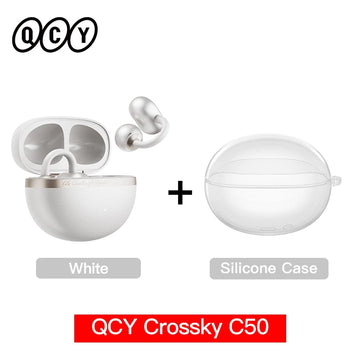 QCY Crossky C50 Open Ear Wireless Earbuds Bluetooth 6.0 Comfort Clip On Sports Earphone 4 Mic AI Clear Call Bass Boost Headphone Apsilon