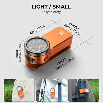 Wurkkos HD03 680LM Mini Clip Light USB Rechargeable Pocket Flashlight Spotlight/Floodlight Portable RGB Torch with Magnet Apsilon