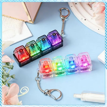 1PC Light Up Keyboard Keychain Stress Relief Clickable LED Button Toy for People with Anxiety Office Desk Accessory Apsilon