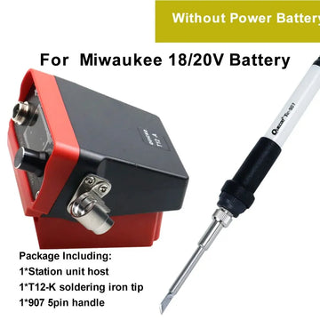 72W T12 Cordless Soldering Station Solder Iron for Dewalt/Makita/Milwaukee/Worx Battery 20V Max Li-ion Battery for DIY Repair Apsilon