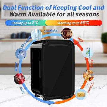Mini Fridge, 6 Liter/8 Can 220-240V AC/DC Portable Thermoelectric Cooler Refrigerators for Bedroom Apsilon