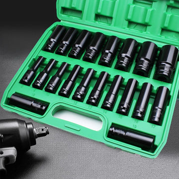 1/2Inch Drive 6-Point Impact Socket Set 10-20 pcs/set 8-32mm Metric Sizes Carbon Steel Impact Socket Set with Hard Storage Box Apsilon
