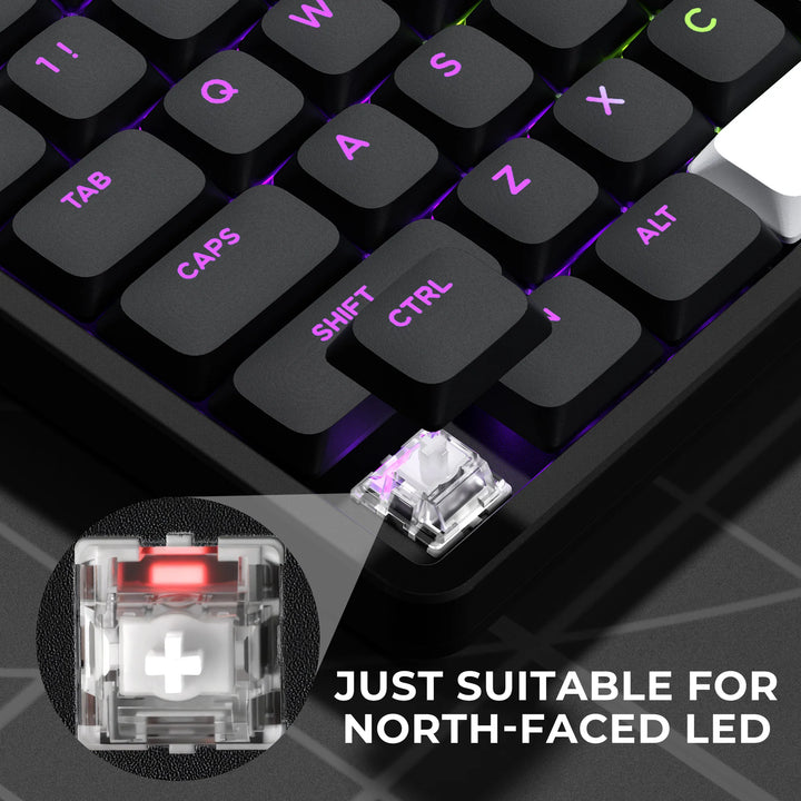 XVX BOW Shine Through Low Profile Keycaps Skyline R2 Double-Shot PBT Key Cap Compatible ASIN US Black/White 127 Keys Apsilon