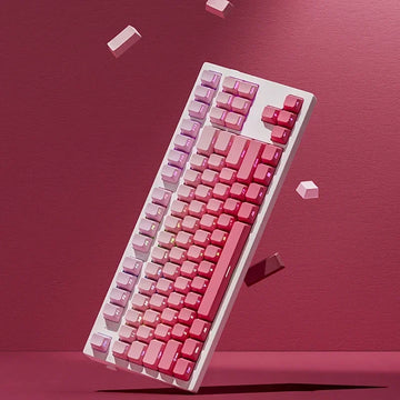 133 Keys Double Shot Shine Through Keycaps Strawberry Pink Side Print PBT Keycaps Cherry Profile for MX Switches Gaming Keyboard Apsilon