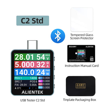 ALIENTEK USB Tester C2 Digital Voltmeter Charging Power Detector PD3.2 Battery Tester Fast Charge Detection Trigger Apsilon