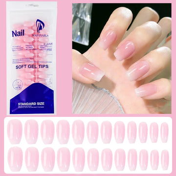120Pcs Short Square Coffin French Fake Nails Glossy Pink  Full Cover Wearable Press on Nails Wearable Acrylic Fake Nails Tips # Apsilon