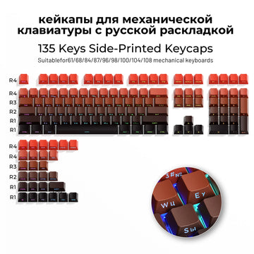 XVX Russian 135 Keys Side Print Shine Through Keycaps for Mechanical Keyboard PBT Gray Keycap RU Layout with Backlight Apsilon