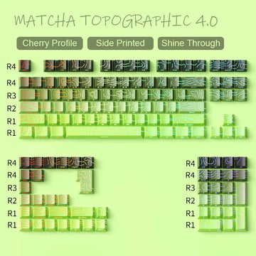 135 Keys Gradient Green Shine Through Keycaps Side Printed PBT Double Shot Keycaps OEM Profile for MX Switches Gaming Keyboards Apsilon