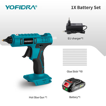YOFIDRA 100W 260° Hot Glue Gun  Electric Mini Glue Guns Repair Power Tool With 10pcs 11MM Glue Sticks For Makita Battery Pin Apsilon