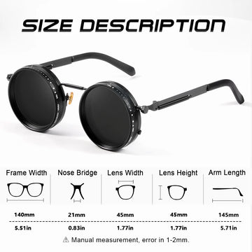CRIXALIS Polarized Round Sunglasses ND9 Adjustable Dimming Men Women Retro Punk Men's Fishing Eyeglasses Outdoor Shades UV400 Apsilon