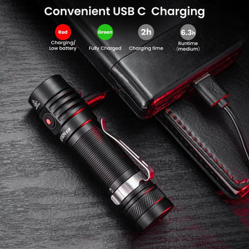 Sofirn SC18 1800lm EDC Flashlight USB C Rechargeable SST40 LED 18650 Torch TIR Optics Lens Lantern with Power Indicator Apsilon