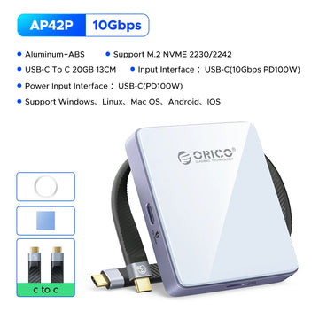 ORICO Magnetic M.2 2230/2242 NVMe SSD Enclosure for iPhone 4K ProRes Recording ith SD/TF 3.0 Card Reader PD100W Charging Port Apsilon