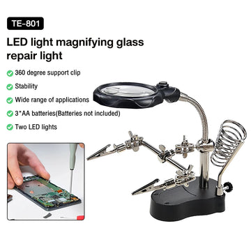 3.5X 12X Welding Auxiliary Clip Magnifier Electric Soldering Iron Circuit Board Welding Iron Magnifying Glass Bracket Tools Apsilon