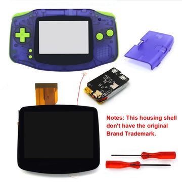 HISPEEDIDO Rechargeable for GBA V5 IPS HD 720x480 Drop-in Screen Kits No Welding Required Desaturation FRM OSD W/Shell Apsilon