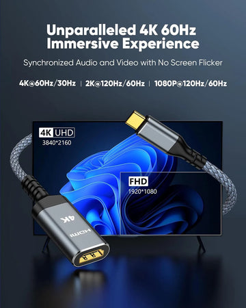 USB C to HDMI-Compatible Cable 8K 4K Type C to HDMI 2.1 Thunderbolt 3 4 to 8K60Hz 4K120Hz for iphone 15 MacBook Galaxy Pixelbook Apsilon