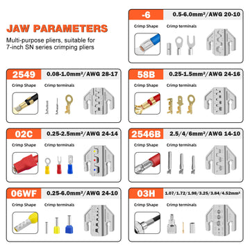 SN-58B 6Jaws Crimping Tool Kit For Dupont JST MOLEX Terminals,No/Pre Insulated Ferrules,Butt Connectors,Solar & Coax Connectors Apsilon