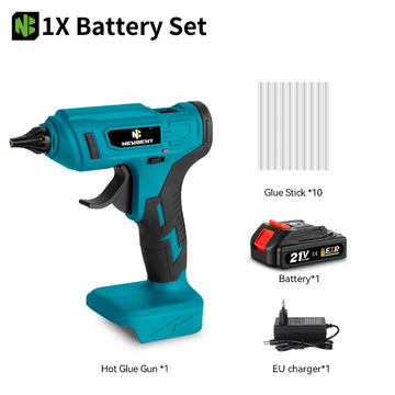 NEWBENY 280°C Hot Melt Glue Gun Portable Rechargeable with 10pcs 11mm Glue Sticks DIY Repair Tool For Makita 18V Battery Pin Apsilon