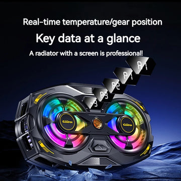 K32 Clip-on Semiconductor Phone Cooler with Digital Display Smart Thermo Dual-core RGB Lights Universal for SmartPhones Apsilon