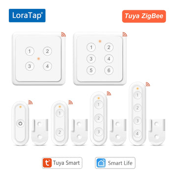 LoraTap Tuya ZigBee 1 to 6 Button Scene Switch Multiple Style Uses Smart Life App Remote Control Automation Hub Need Apsilon