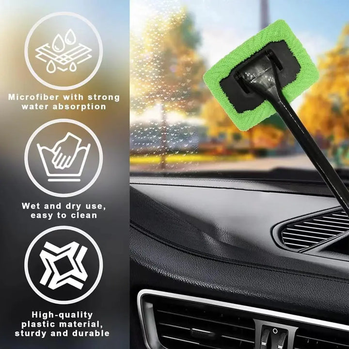 Car Window Cleaner Brush Kit Windshield Cleaning Wash Tool Inside Interior Auto Glass Wiper with Long Handle Car Accessories Apsilon