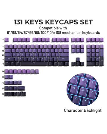 XVX Phantom Gradient Keycaps PBT Top/Side Print Key Caps Double Shot Shine Through Custom Minimalist OEM Russian/Korean Keycap Apsilon