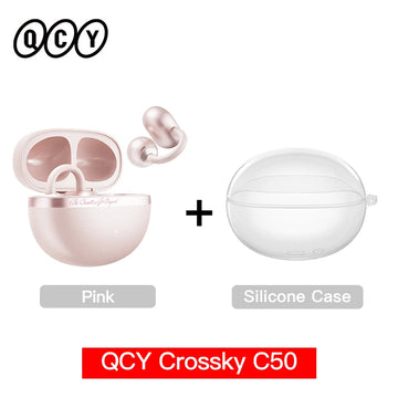 QCY Crossky C50 Open Ear Wireless Earbuds Bluetooth 6.0 Comfort Clip On Sports Earphone 4 Mic AI Clear Call Bass Boost Headphone Apsilon