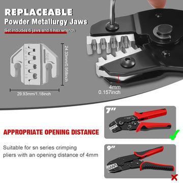 Crimping Tool Set For Dupont JST MOLEX Terminals,No/Pre Insulated Ferrules,Butt Connectors,Solar & Coax Connectors,SN-58B 6 Jaw Apsilon