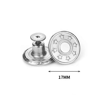 10Pcs Metal Jeans Buttons 17mm Replacement No-Sewing Screw Button Repair Kit Nailless Removable Jean Buckles Clothing Pants Pins Apsilon
