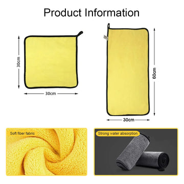 Car Wash Microfiber Towel 30x30/60CM Car Cleaning Drying Cloth Hemming Car Care Cloth Detailing Car Wash Towel Apsilon