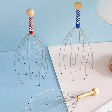 1PC Octopus Head Massager Stainless Steel Engraved Head Relaxer Brain Massage Claw Scalp Scratcher Itch Reliever Random Color Apsilon