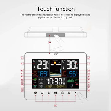 Multifunction Weather Station Alarm Clock Thermometer Hygrometer Touch Screen Wireless Sensor Sunrise Sunset Hygrothermograph Apsilon