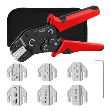 Crimping Tool Set For Dupont JST MOLEX Terminals,No/Pre Insulated Ferrules,Butt Connectors,Solar & Coax Connectors,SN-58B 6 Jaw Apsilon