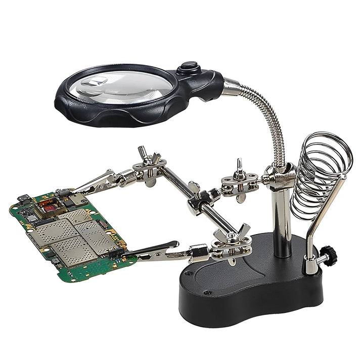 3.5X 12X Welding Auxiliary Clip Magnifier Electric Soldering Iron Circuit Board Welding Iron Magnifying Glass Bracket Tools Apsilon
