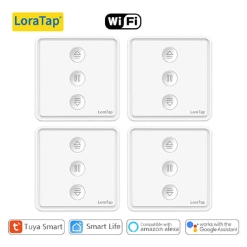 LoraTap Tuya Smart Life Roller Shutter Curtain Pushbutton Switch Remote Control via Google Assistant Alexa Apsilon