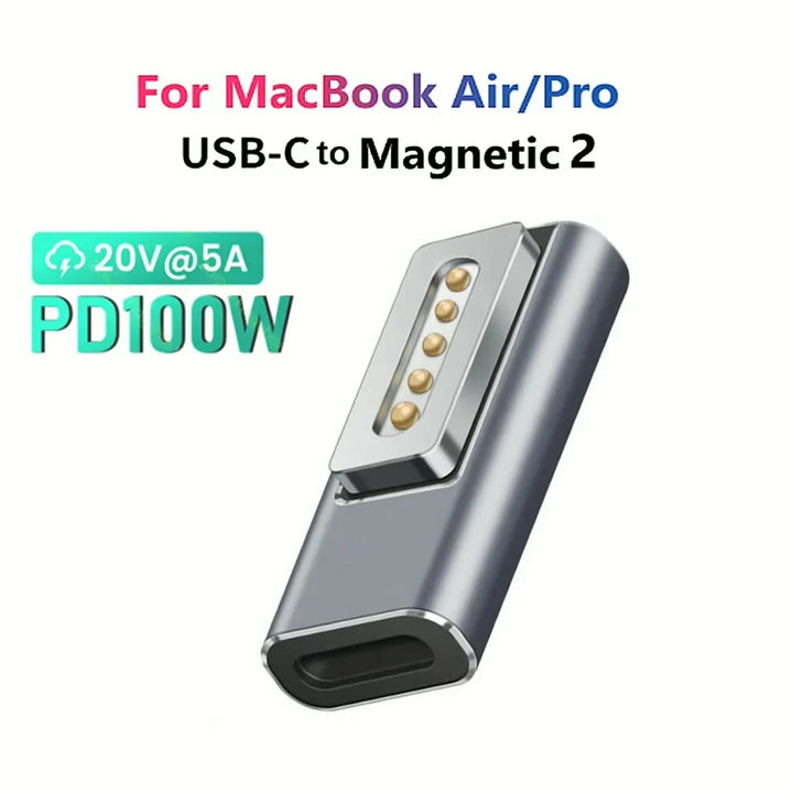 USB Type-C Magnetic PD Adapter for Magsafe 1 2 MacBook Air Pro LED Indicator 100W Fast Charging Magnetic Plug Adapter Apsilon