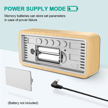 Wireless Weather Station Wooden Alarm Clock Digital Thermometer Humidity Temperature Wireless Sensor Home TimeWatch Desktop Apsilon