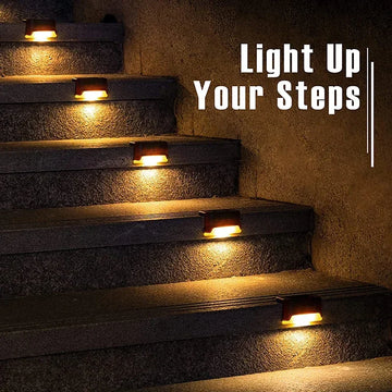 4/8/12Pcs Solar Deck Lights Outdoor Waterproof LED Fence Lights Step Garden Decorate Lamp for Patio Stairs Railing Pathway Apsilon