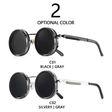 CRIXALIS Polarized Round Sunglasses ND9 Adjustable Dimming Men Women Retro Punk Men's Fishing Eyeglasses Outdoor Shades UV400 Apsilon