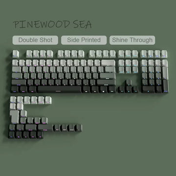 135 Keys Gradient Green Shine Through Keycaps Side Printed PBT Double Shot Keycaps OEM Profile for MX Switches Gaming Keyboards Apsilon
