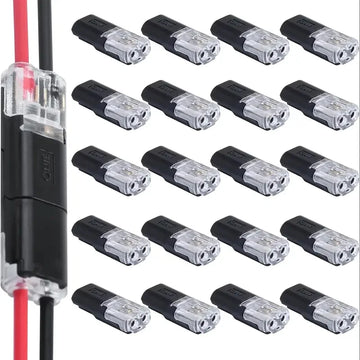 20/50/100 Pack of H2 2-Pin Pluggable Wire Connectors, Nylon Insulated Copper Quick-Connect Terminal Blocks, Suitable for Low-Voltage Cables, No Power Mode Required, No Electronic Components Apsilon