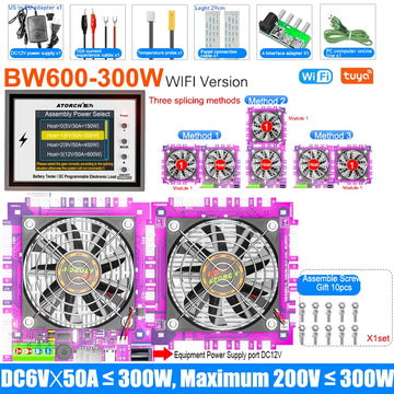 BW600 DC1-200V WiFi Tuya Electronic Load Indicator Battery Tester 18650 Pack Capacity Monitor Checker USB Charging Tools 50A Apsilon