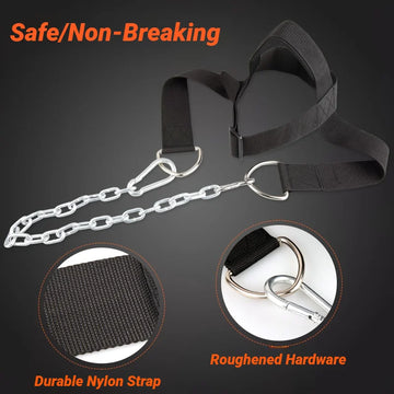 Head Neck Iron ChainTraining Harness Exercise Cervical Spine Strap Adjustable Power Gym Fitness Weight Bearing Cap Socket Device Apsilon