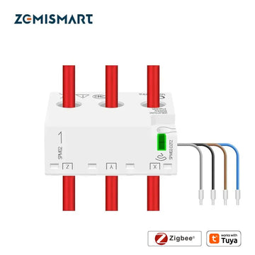 Zemismart Zigbee Smart Energy Meter 3 Phase 4 Wire Power Monitor Sensor 208V 415V Work with Tuya Smart Life App Supports Homey Apsilon
