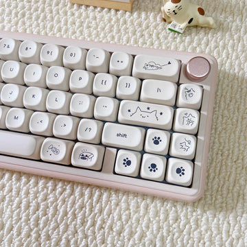 Hangul Keycap PBT Milky Cute Cat Keycaps Korean MOA Top print for office gamer 60% 65% 75% TKL 96% 100% Mechanical Keyboard Apsilon
