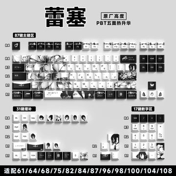 REZE Anime Theme Keycaps Set Customized PBT Sublimation Cherry Profile Keyboard Keycaps for Mechanical Keyboard Accessories Girl Apsilon