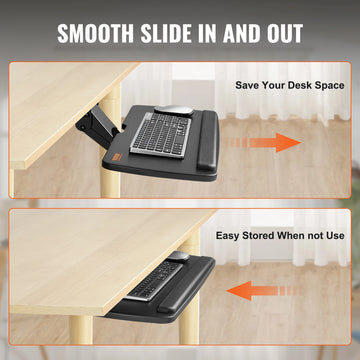 SucceBuy Keyboard Tray under Desk Adjustable Height & Angle Keyboard Tray Slide out & Holder for Typing in Home and Office Work Apsilon